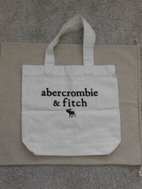 Abercrombie & Fitch White Canvas Tote Bag Book Bag